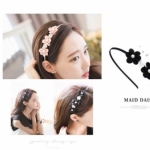 韓國版新款 珍珠花鑲花朵髮箍